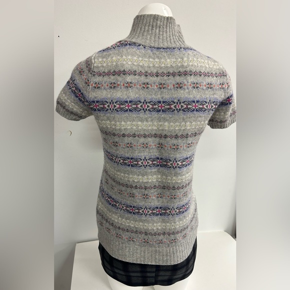 STILE BENETTON CASHMERE BLEND ITALIAN YARN SHORT SLEEVES HIGH NECK SWEATER S - Picture 3 of 7